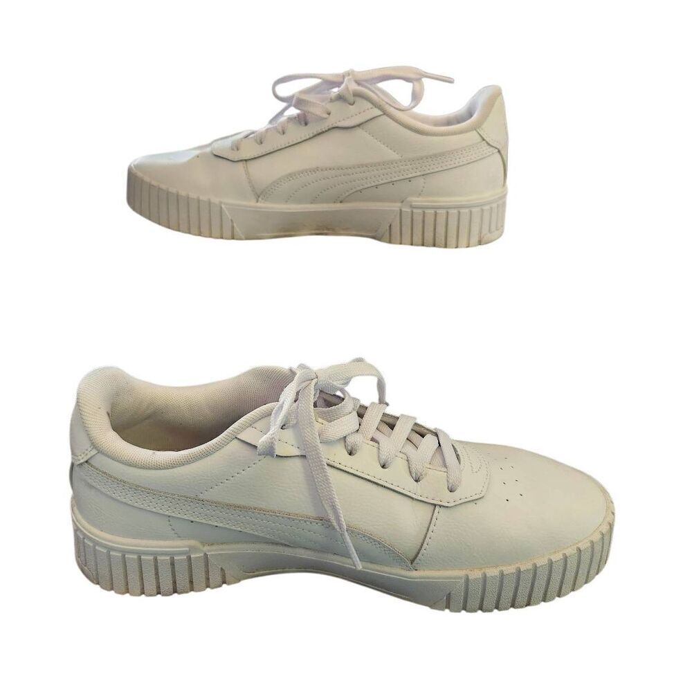 Puma Carina Sneaker Women's 7.5 White Leather Cushioned Comfort Casual Shoes. Ve